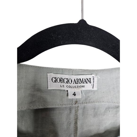 Vintage Giorgio Armani 4 Slate Blue Midi Linen Button Up Dress Lagenlook Coastal - Picture 4 of 4